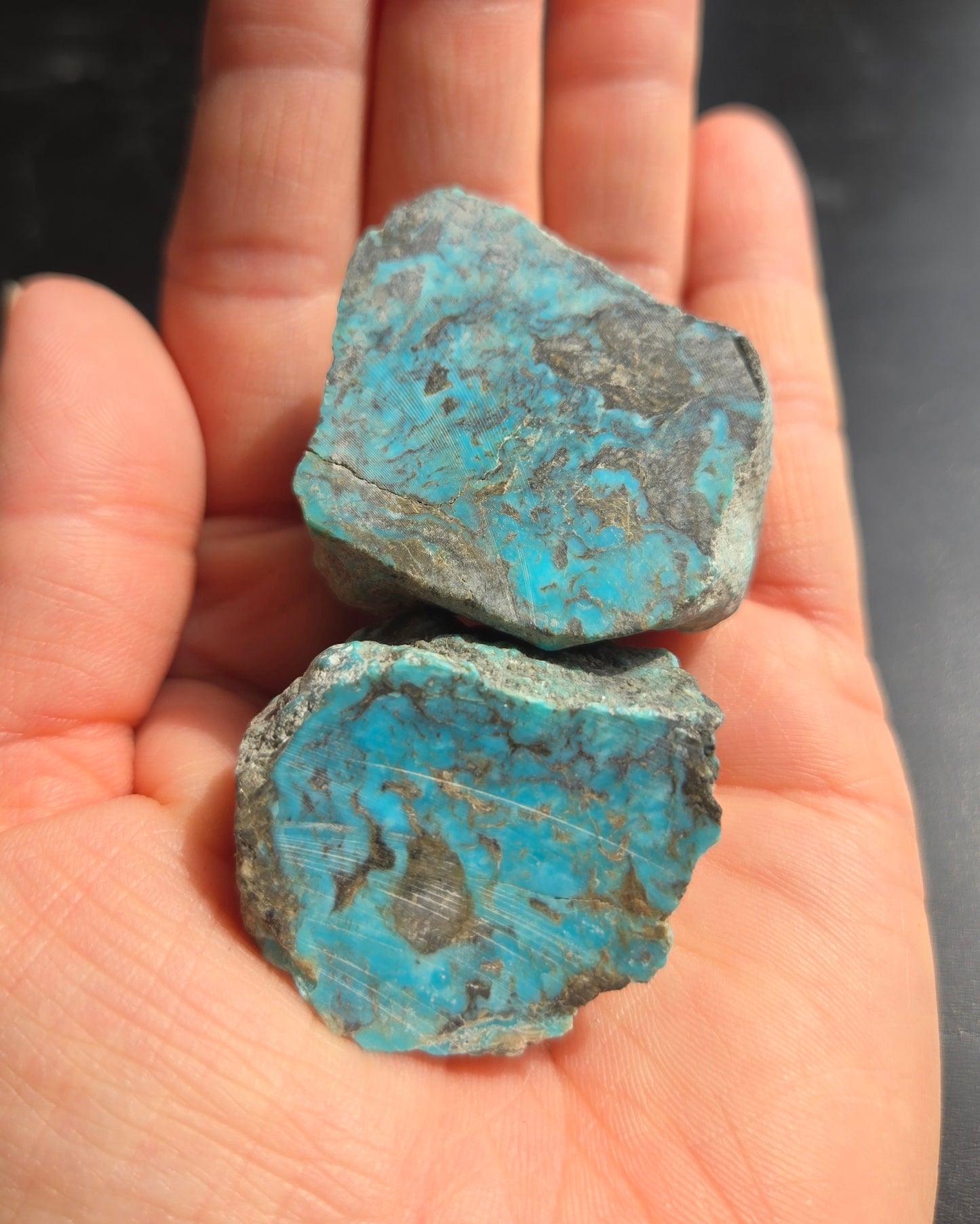 Smokey Kingman Turquoise rough for cabbing -224 grams - lot 3