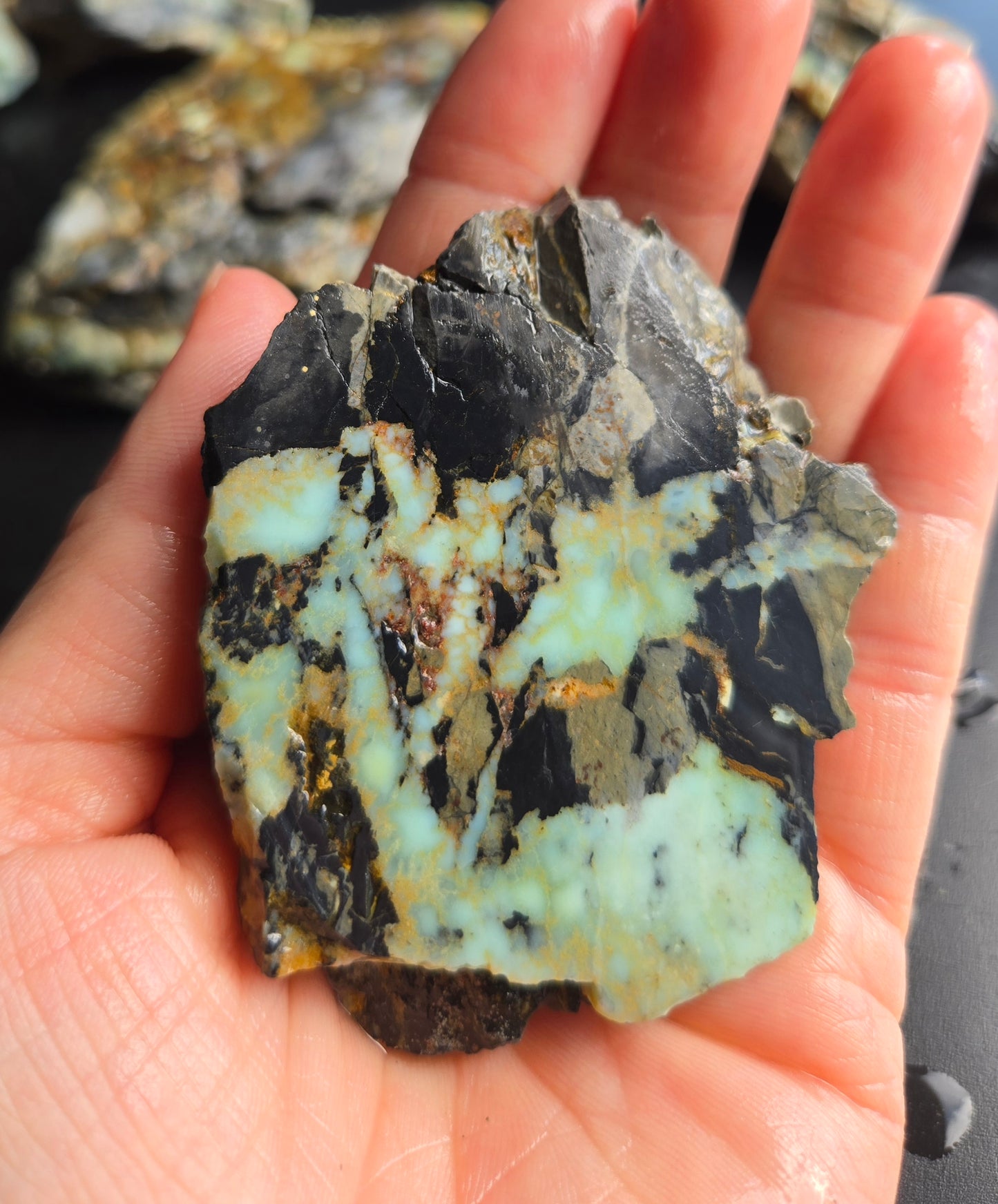 Aloe Variscite rough for cabbing - solid vein in matrix-448 grams - lot 1