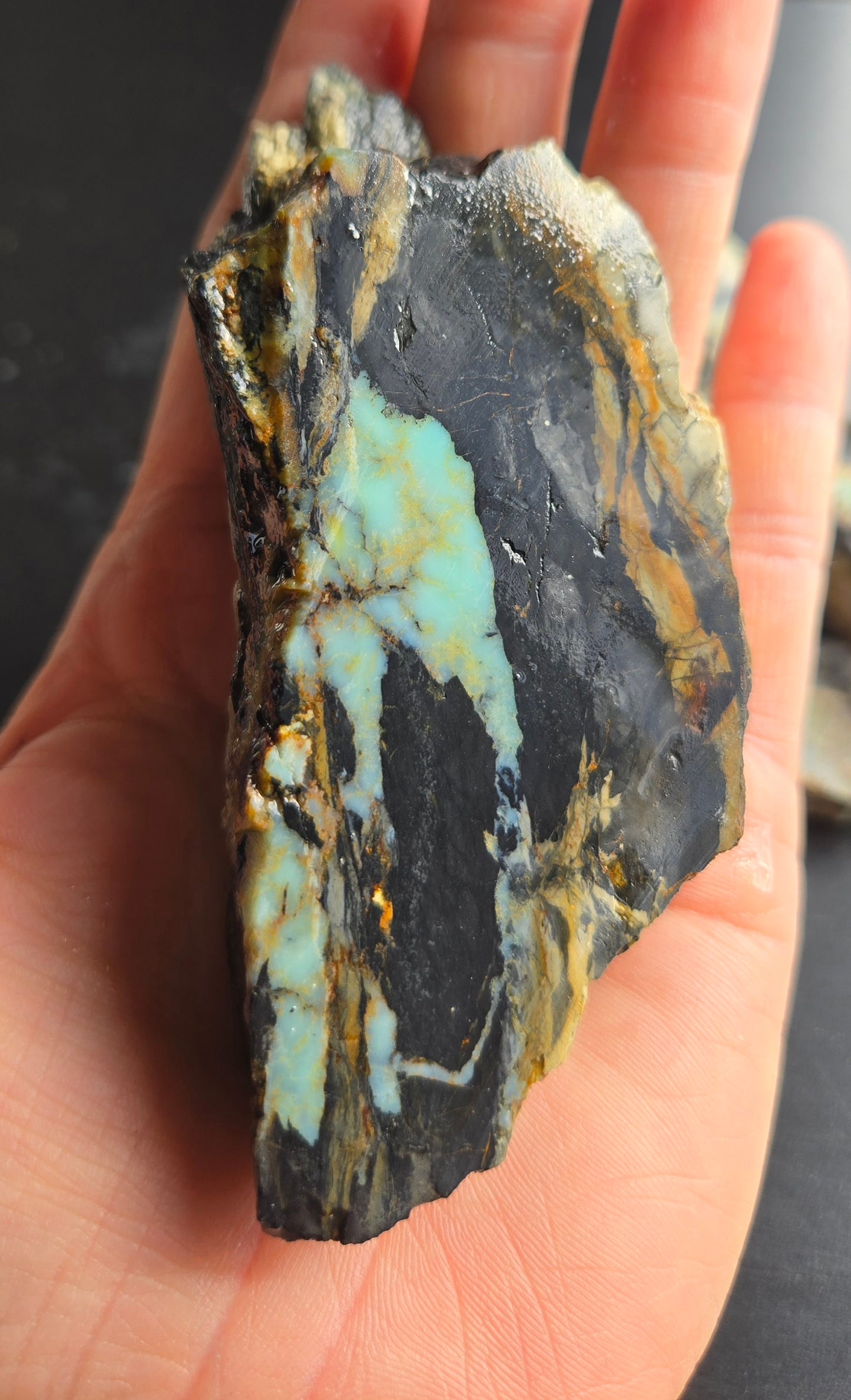 Aloe Variscite rough for cabbing - solid vein in matrix-448 grams - lot 3