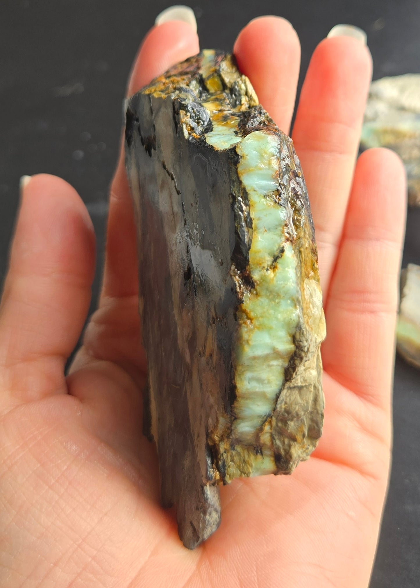 Aloe Variscite rough for cabbing - solid vein in matrix-448 grams - lot 3