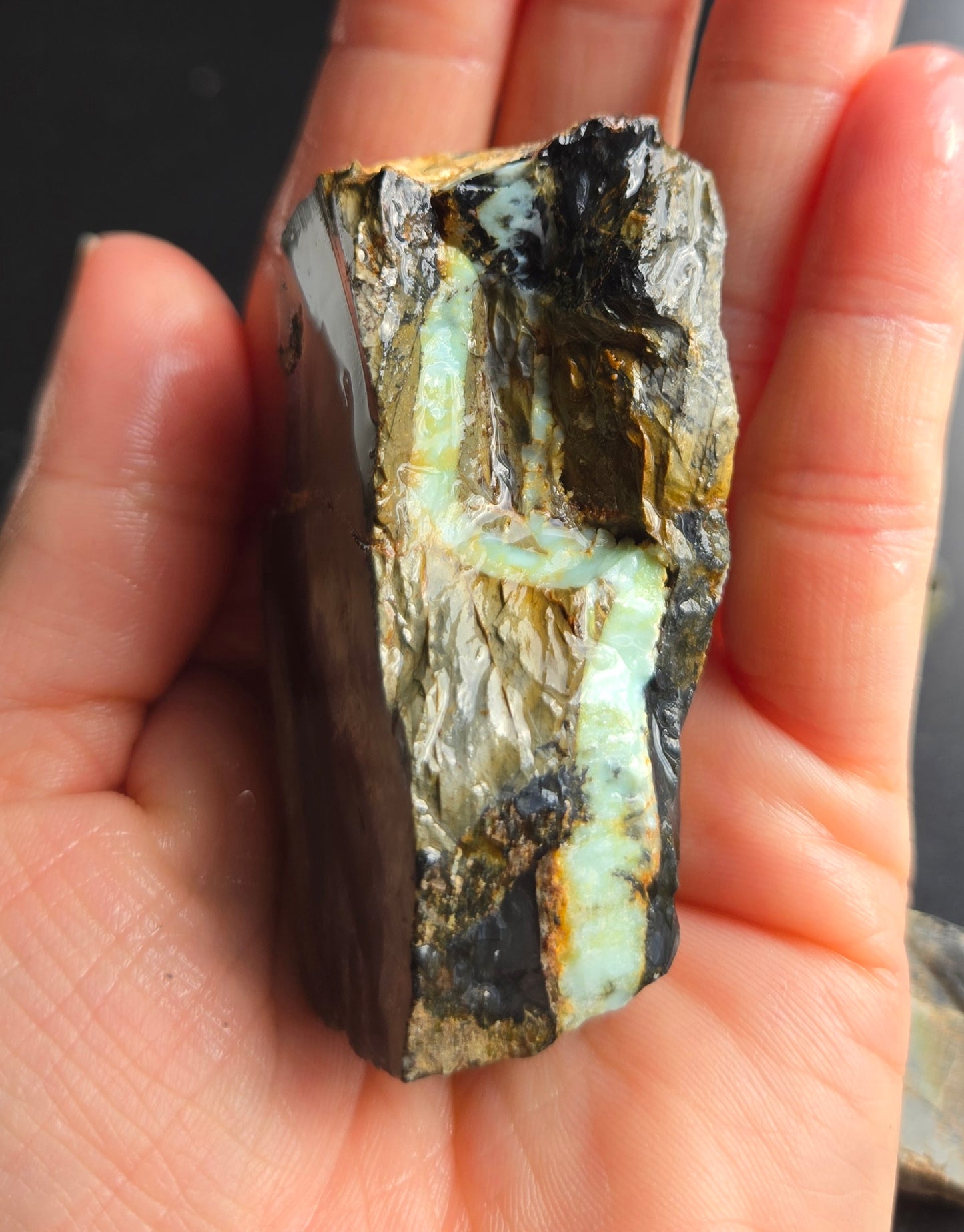 Aloe Variscite rough for cabbing - solid vein in matrix-448 grams - lot 3