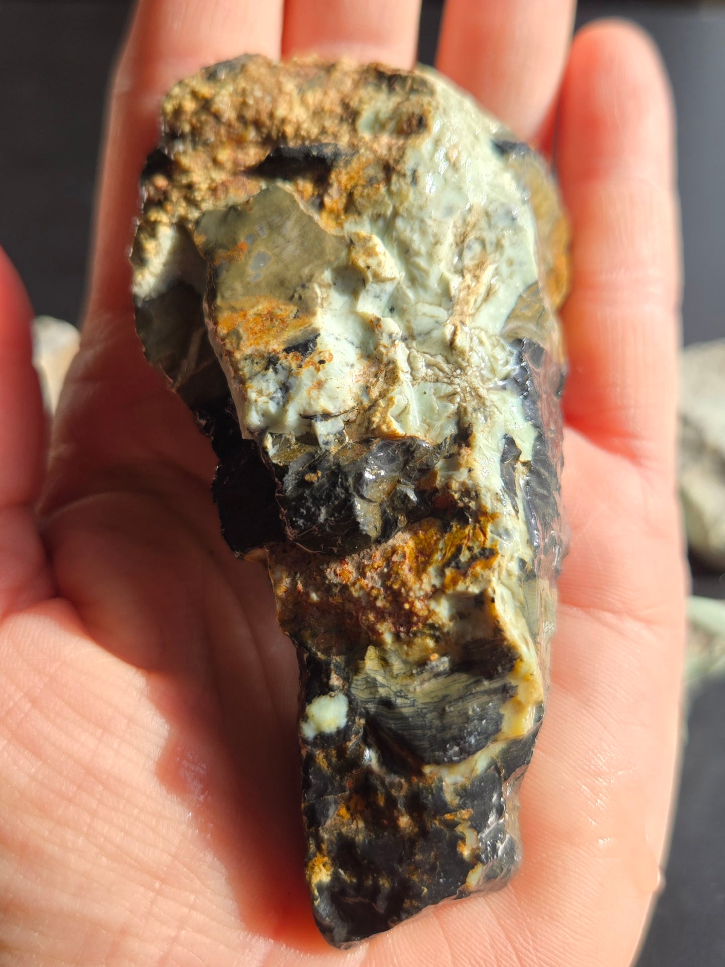 Aloe Variscite rough for cabbing - solid vein in matrix-448 grams - lot 4