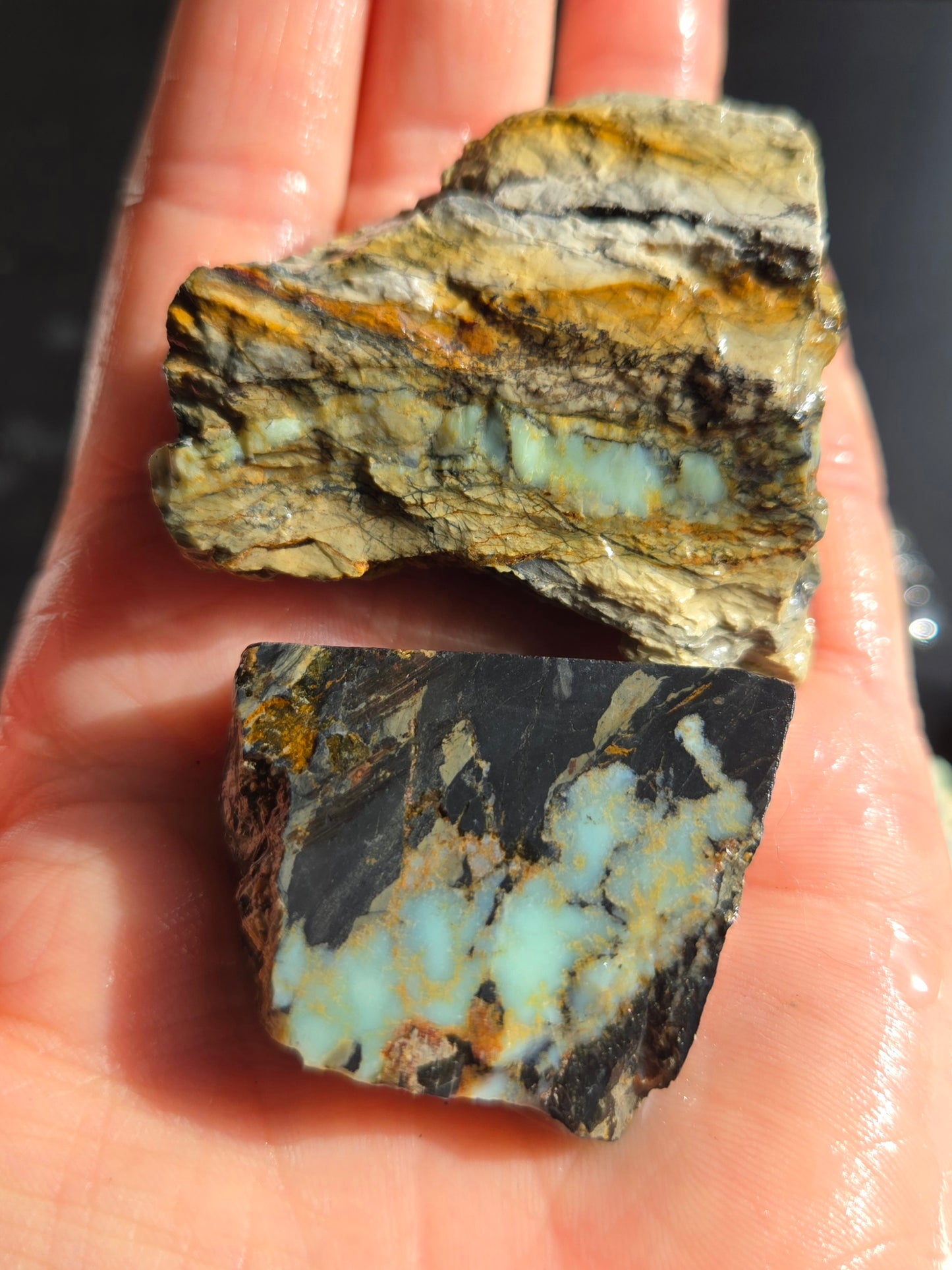 Aloe Variscite rough for cabbing - solid vein in matrix-448 grams - lot 4