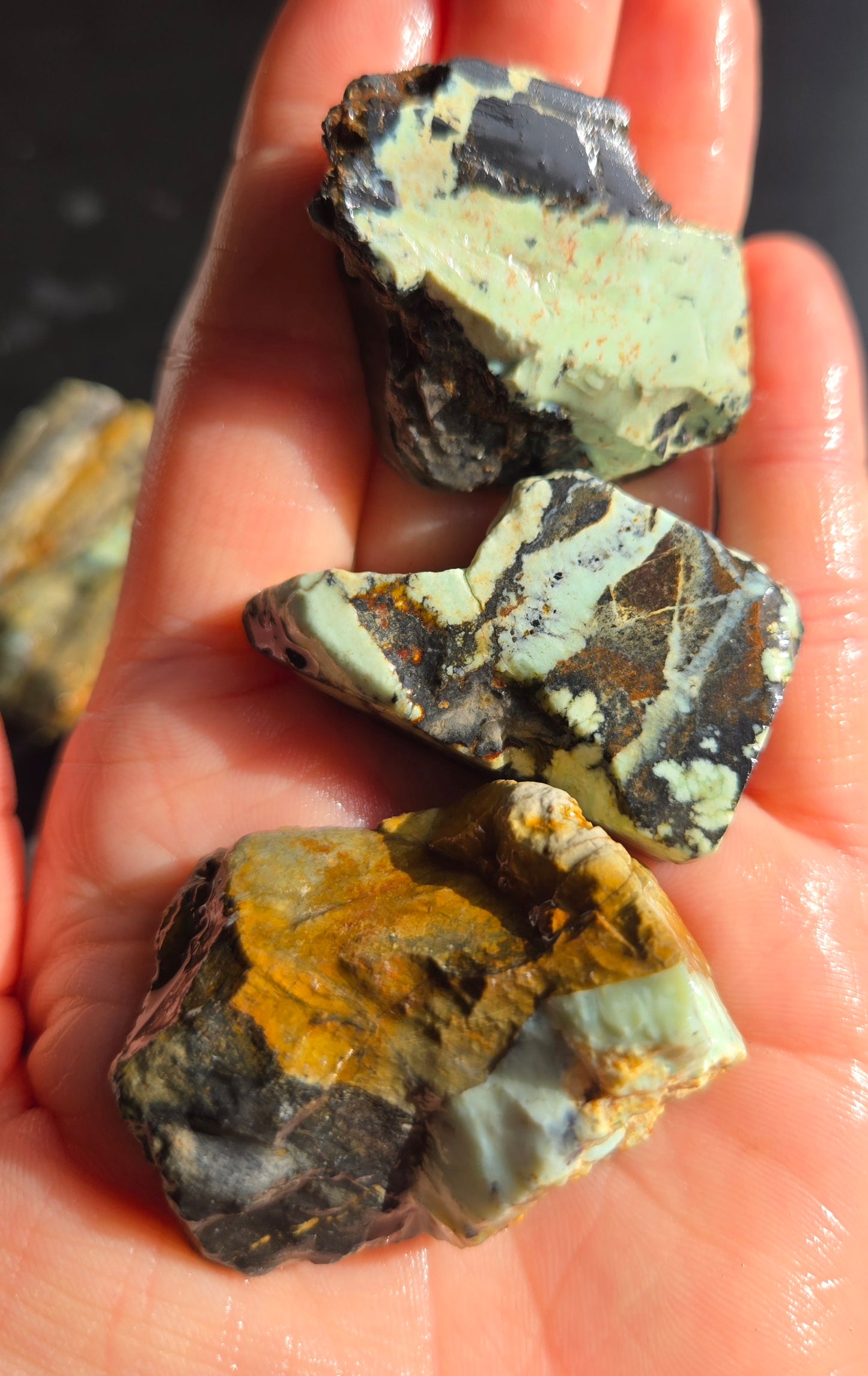 Aloe Variscite rough for cabbing - solid vein in matrix-448 grams - lot 4