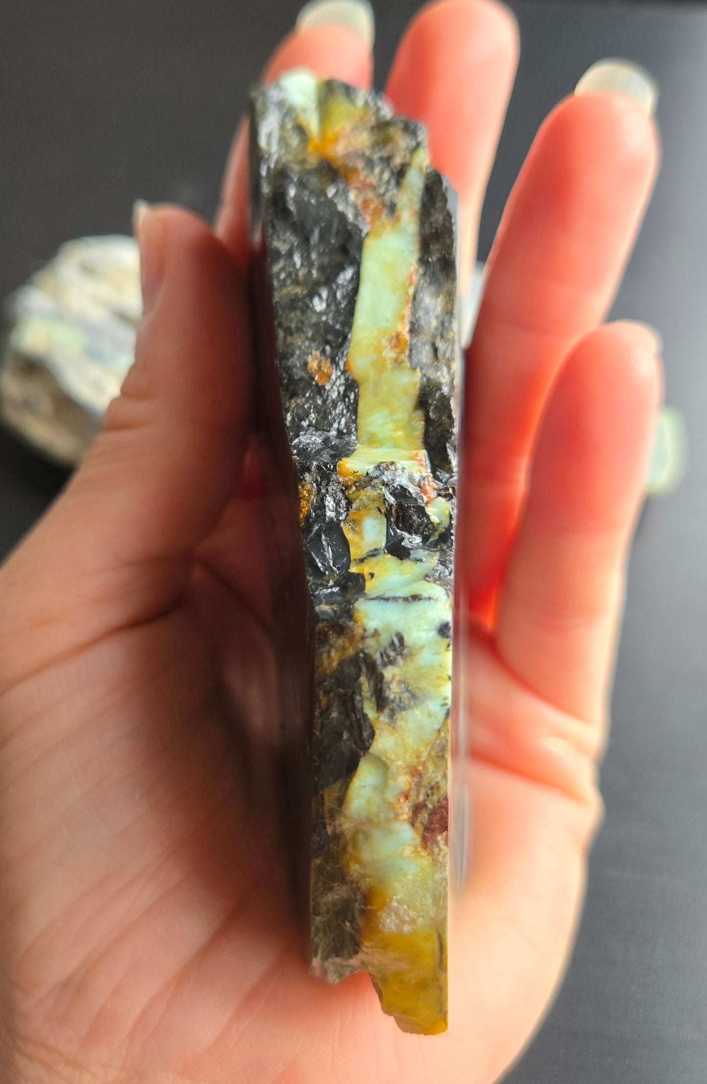Aloe Variscite rough for cabbing - solid vein in matrix- 448 grams - lot 5