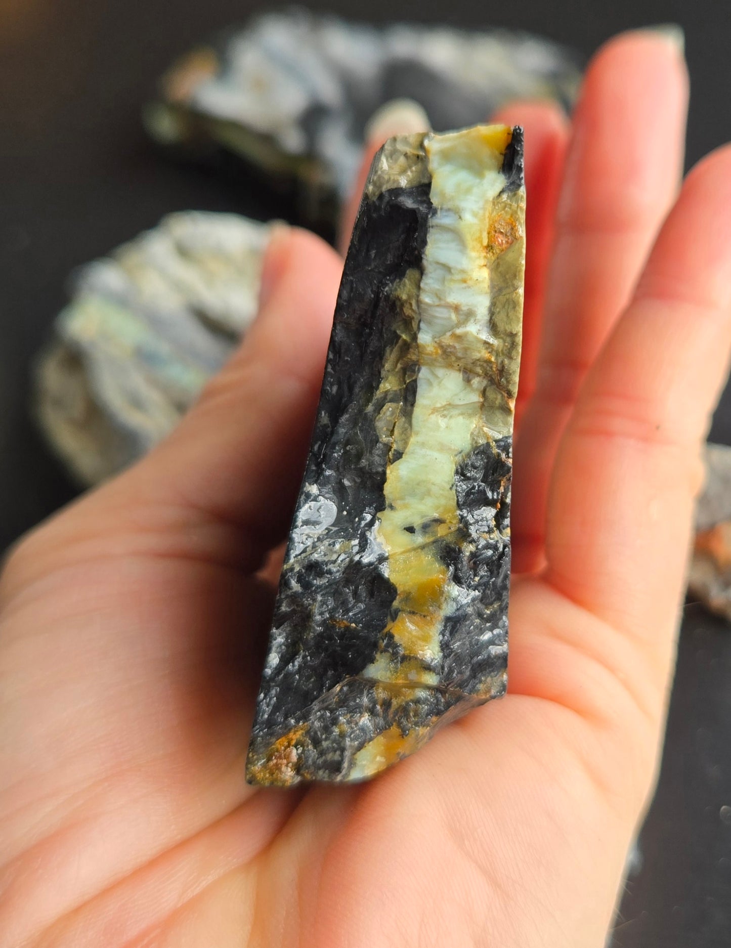 Aloe Variscite rough for cabbing - solid vein in matrix- 448 grams - lot 5
