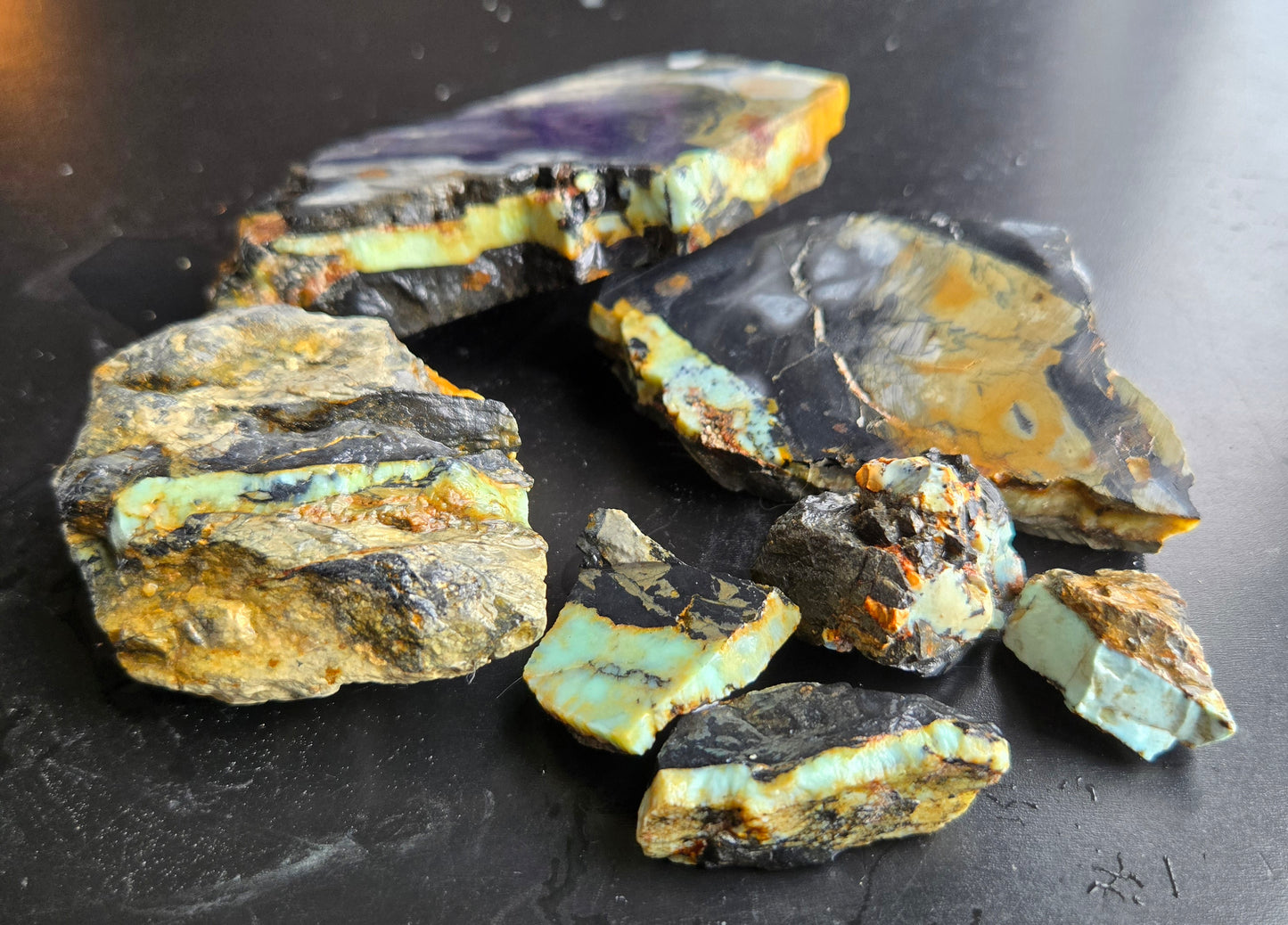 Aloe Variscite rough for cabbing - solid vein in matrix- 448 grams - lot 5