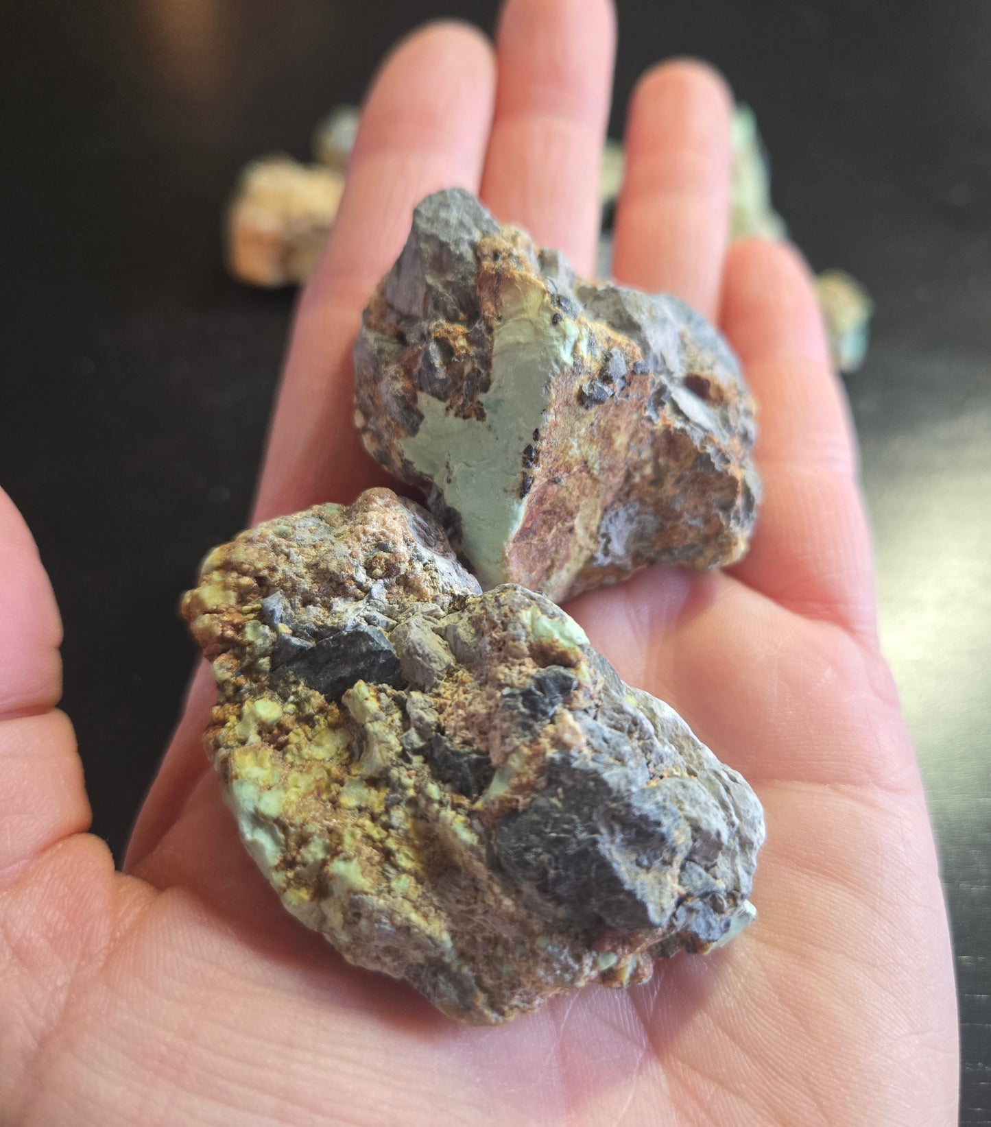 Aloe Variscite solid green rough for cabbing - 224 grams lot 1