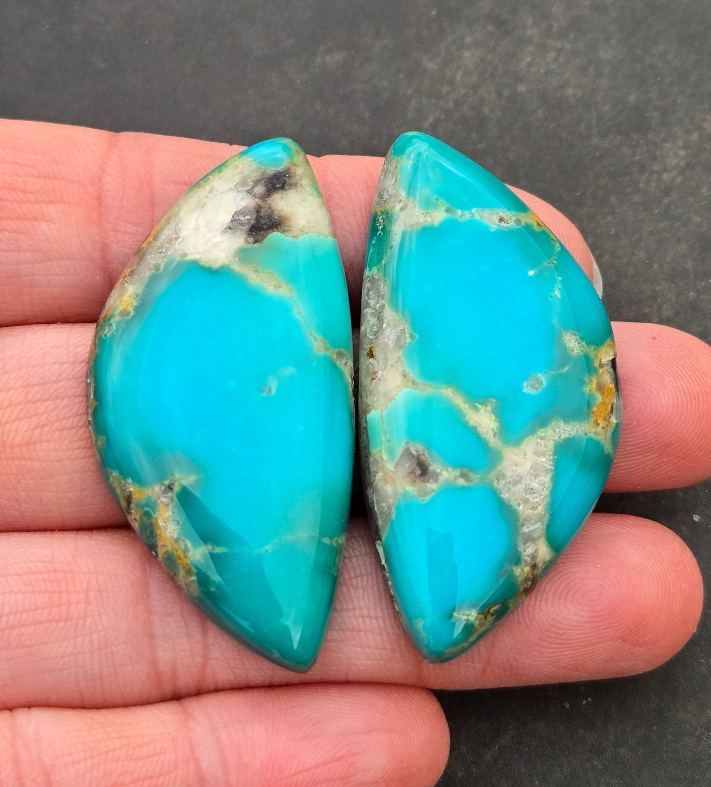 AAA Kingman Polychrome Hardy Pit Turquoise Cabochon set