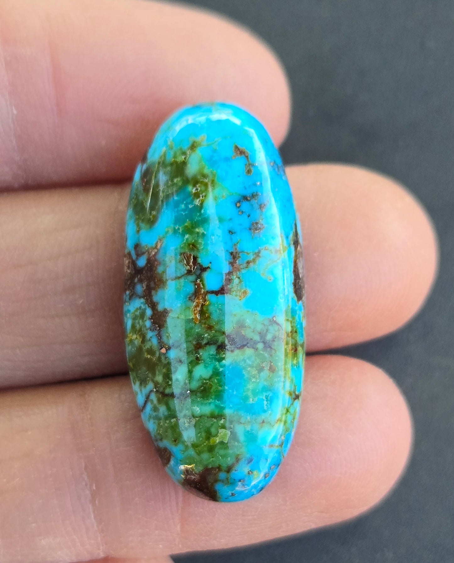 AAA Kingman Turquoise Mountain Red Web Cabochon