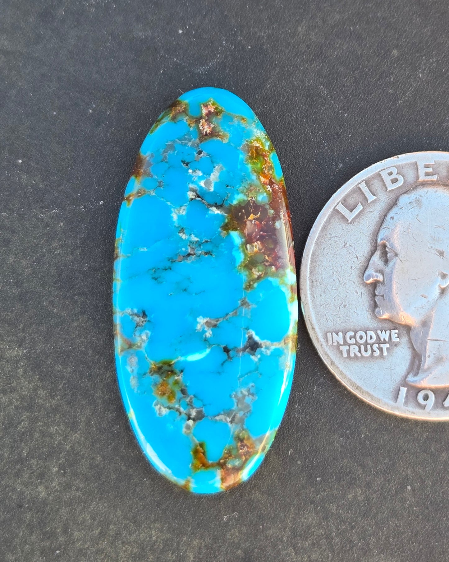 AAA High Blue Polychrome Kingman Turquoise Cabochon