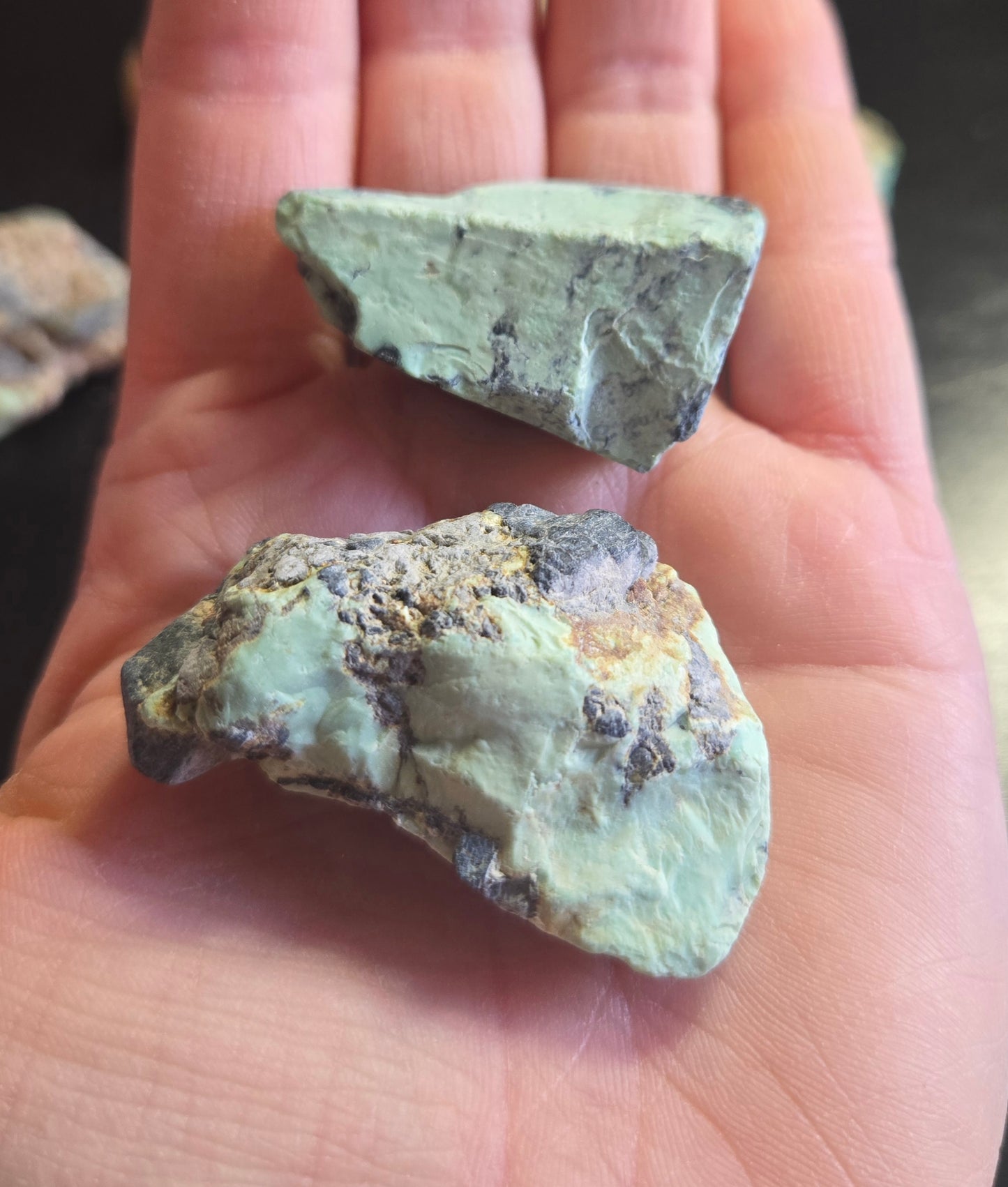 Aloe Variscite solid green rough for cabbing - 224 grams lot 1