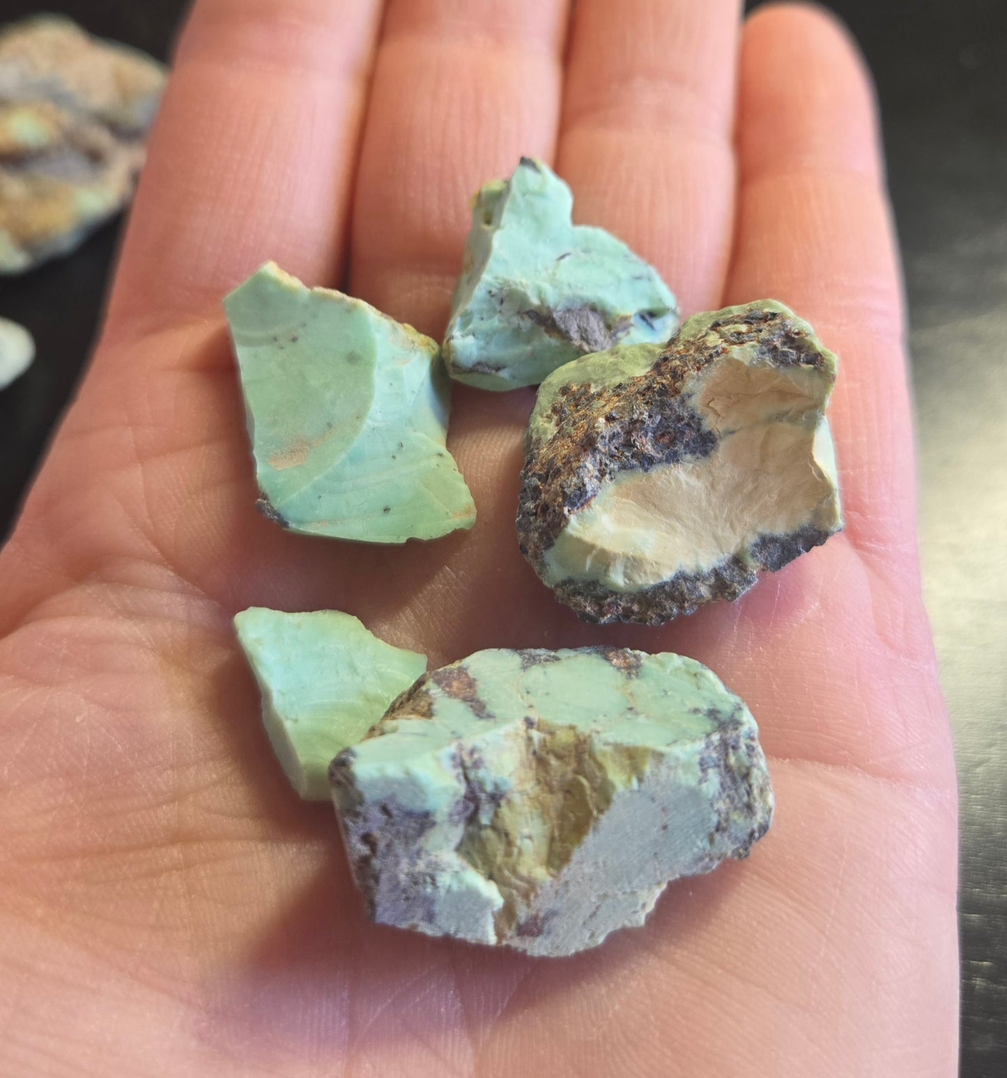 Aloe Variscite solid green rough for cabbing - 224 grams lot 1