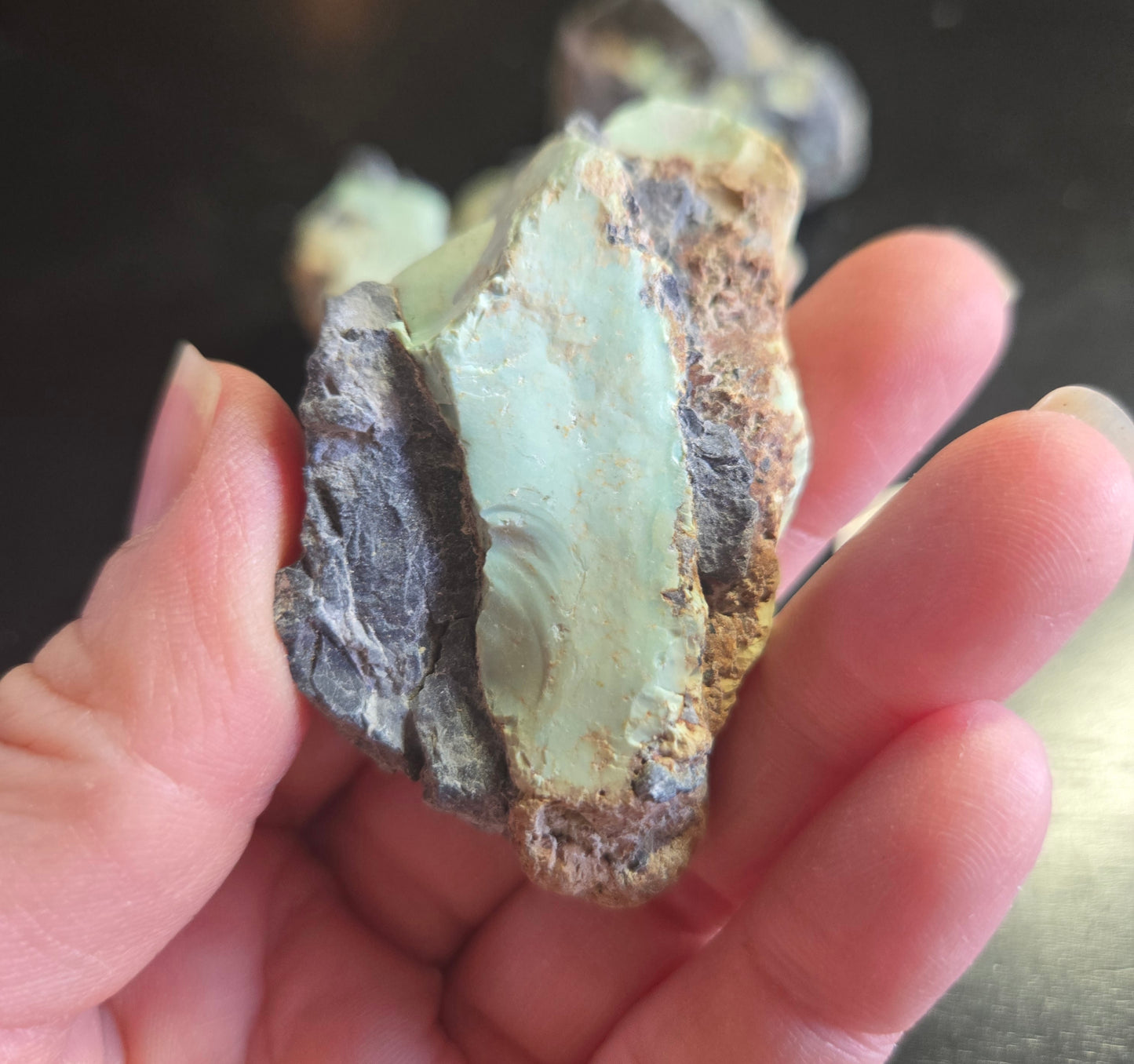 Aloe Variscite solid green rough for cabbing - 224 grams lot 2