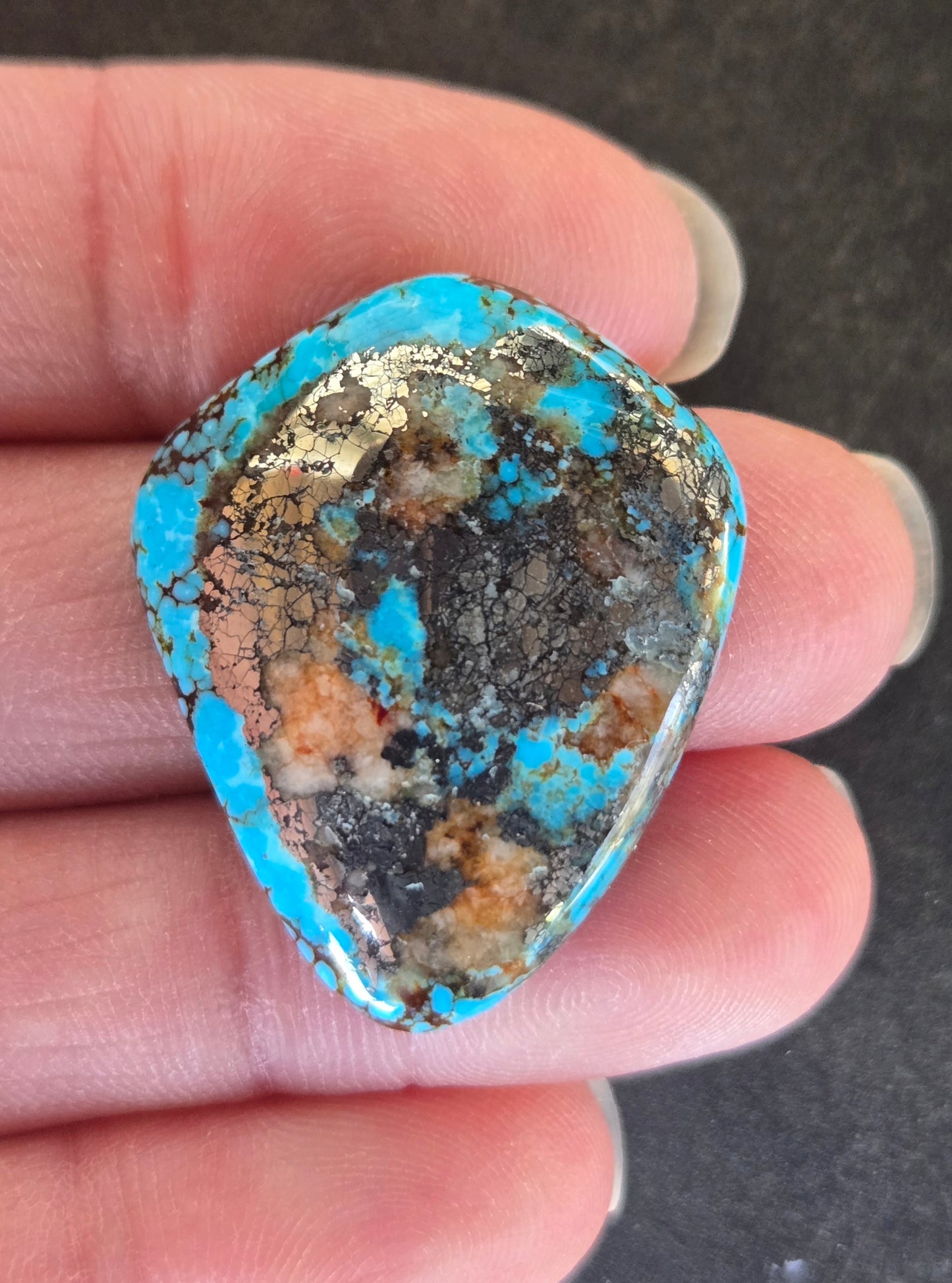 AAA Kingman Turquoise Cabochon with Pyrite
