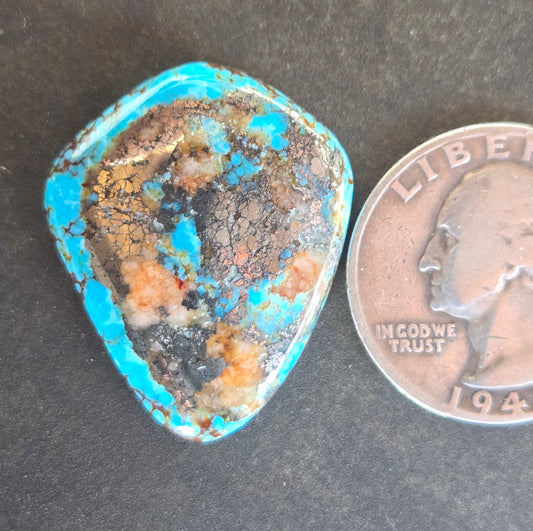 AAA Kingman Turquoise Cabochon with Pyrite