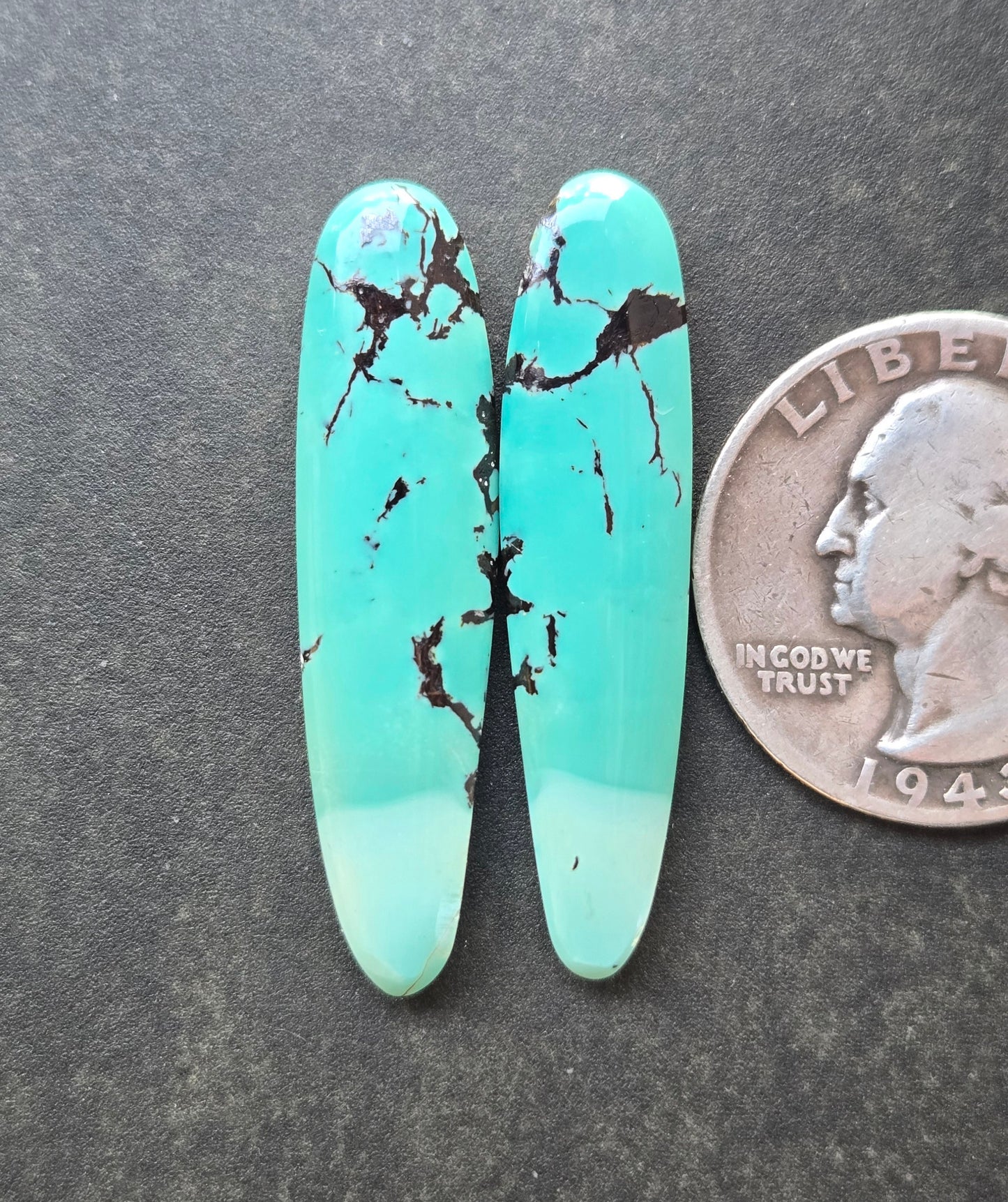 Natural Candelaria Turquoise Cabochon set