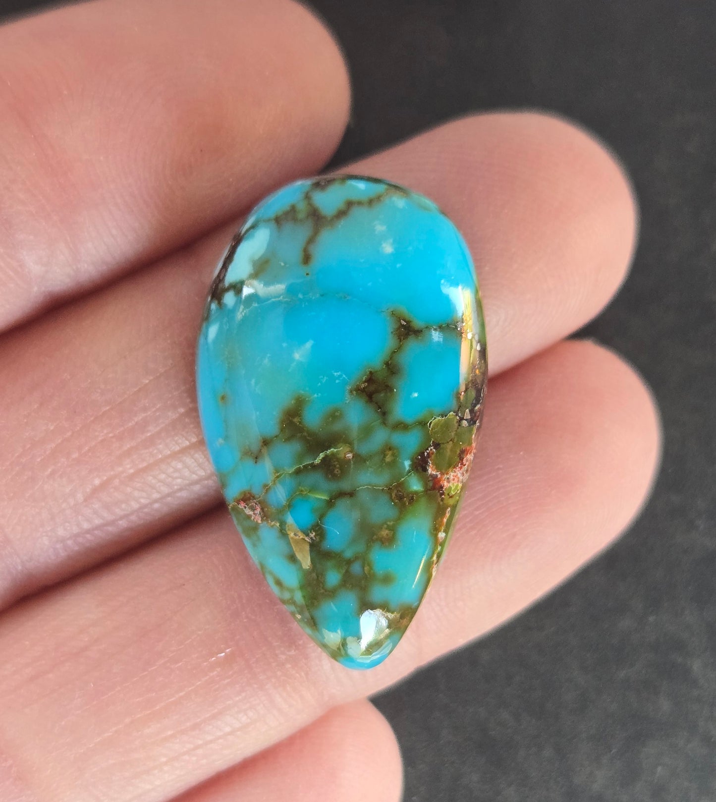 AAA Kingman Turquoise Mountain Red Web Cabochon