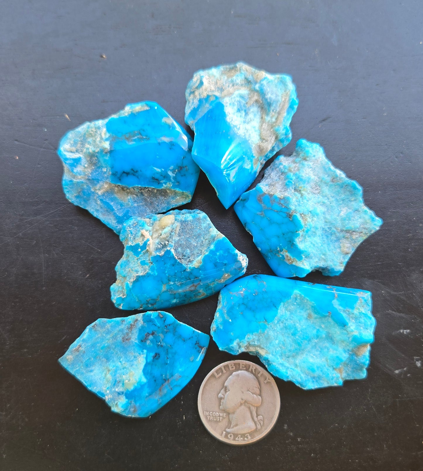 AAA Kingman Ithaca Peak Turquoise rough for cabbing - 112 gram lot