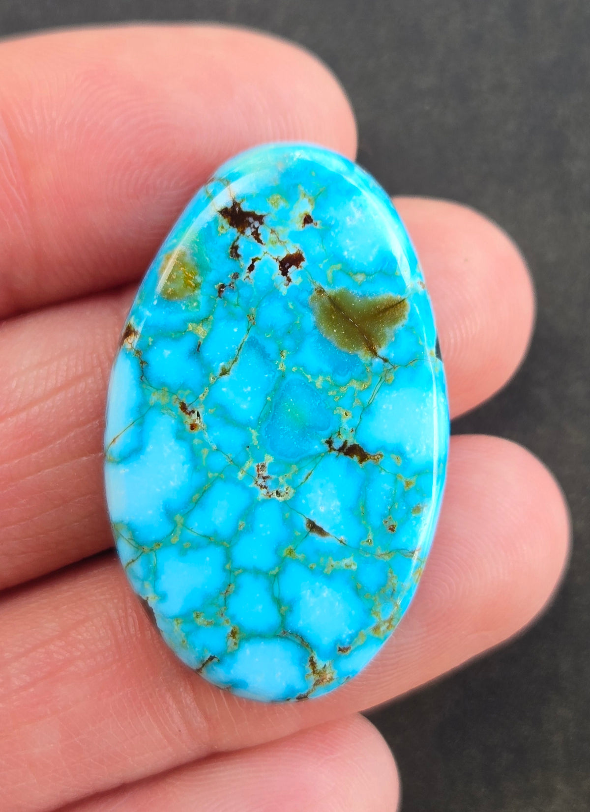 AAA Kingman Turquoise Mountain Red Web Cabochon