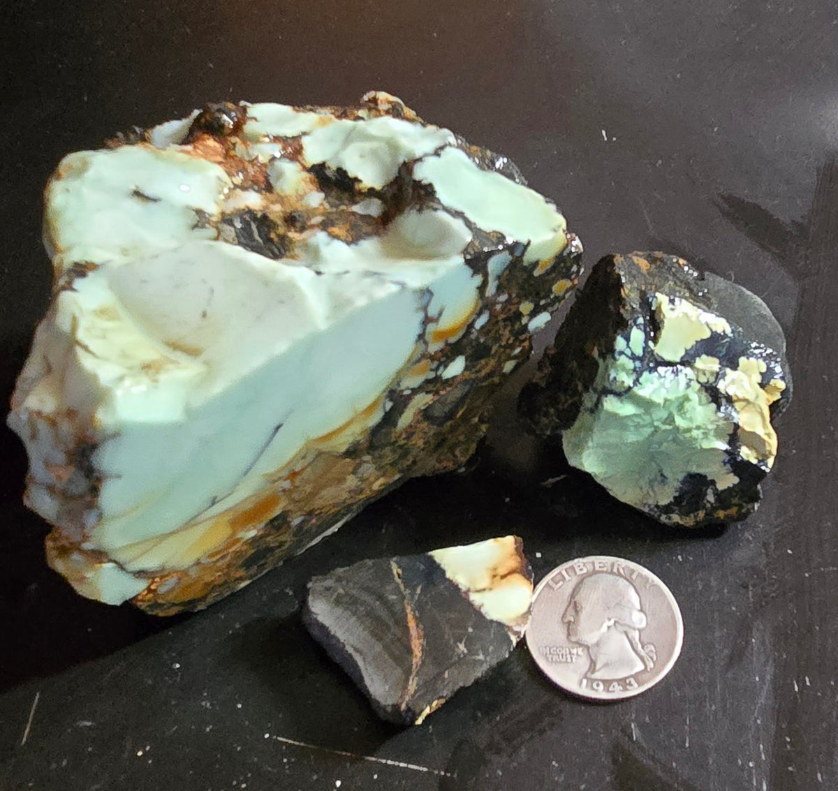 Custom for Chuck - Aloe Variscite/Turquoise slabs for cabbing - Natural Nevada Variscite -  3 separate lots