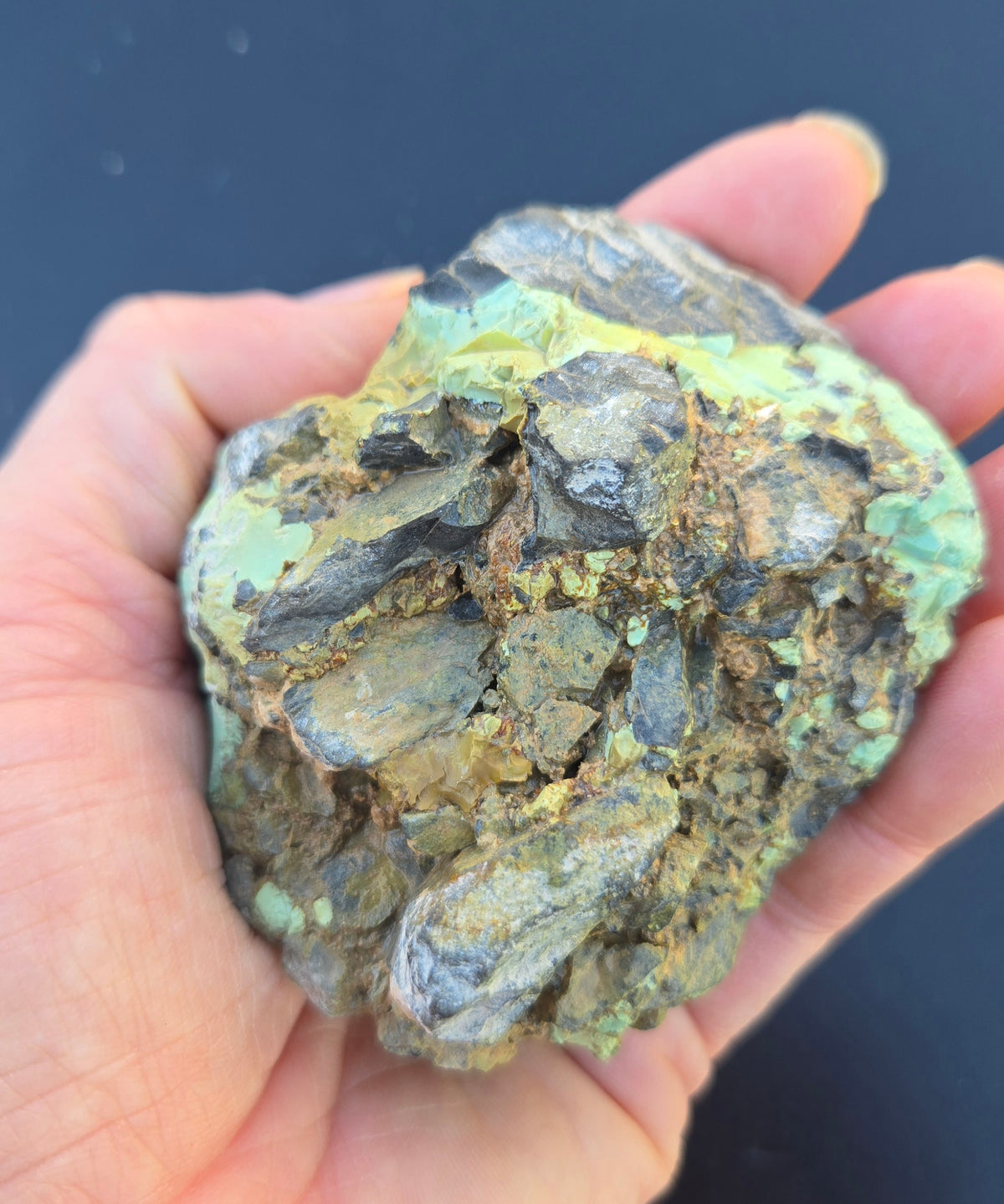 Blue Boy Variscite solid green rough for cabbing - Natural Nevada Variscite- 190 grams
