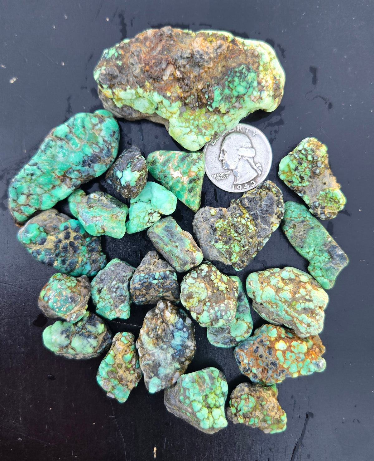 Blue Boy Variscite solid green rough for cabbing - Natural Nevada Variscite- 155 grams